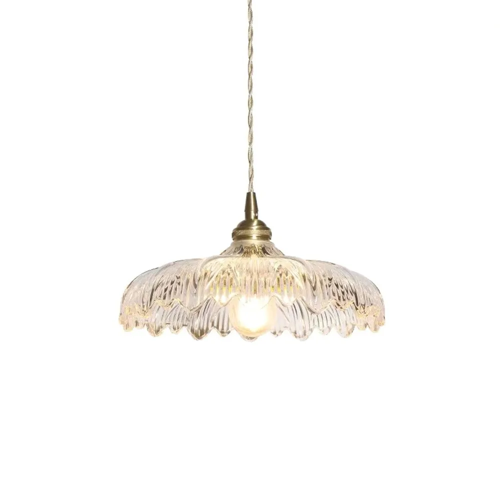 

American Loft Decor Retro Pendant Light LED Copper Glass Hanging Lamp Dining Room Home Lighting Antique Droplight Luminaire