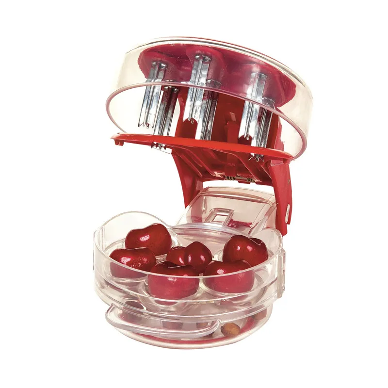 

Creative Red Kitchen Gadgets Cherry Pitter Corner Remover Machiene With Storage Container Pit 6 Cherries By One Simple Press