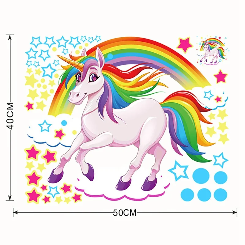 Единорог Радуга цветные настенные наклейки Животные Переводные картинки с