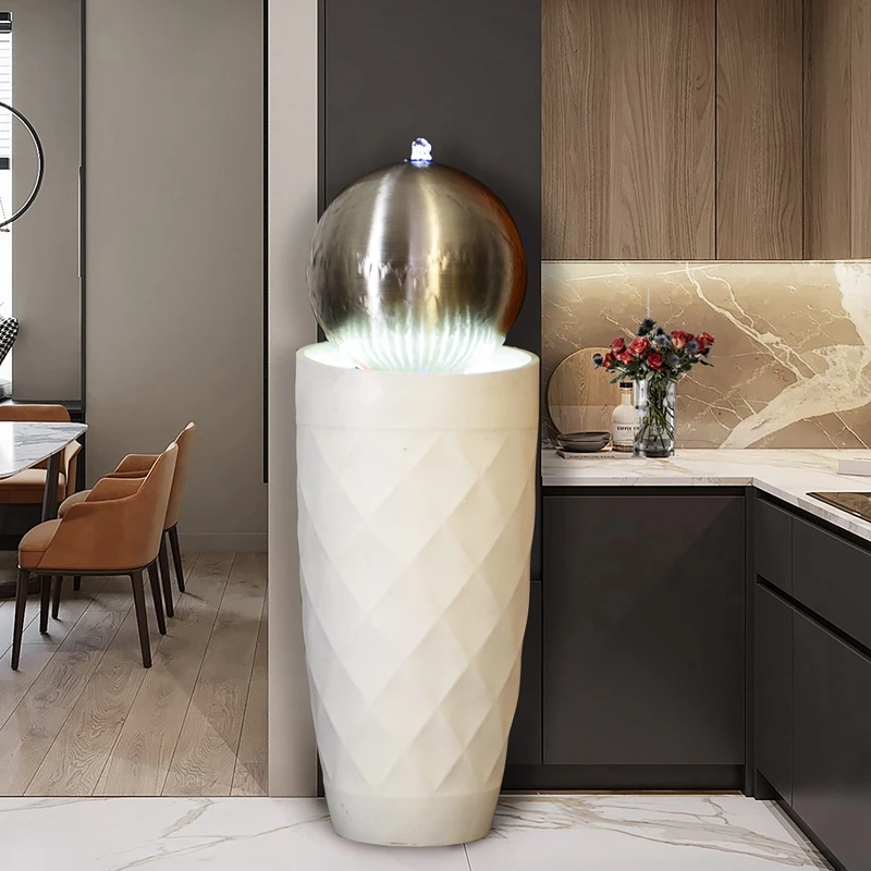 

TT Lucky Fengshui Ball Floor Nordic Living Room Flowing Water Ornaments Modern Light Luxury Fountain Waterscape Humidifier