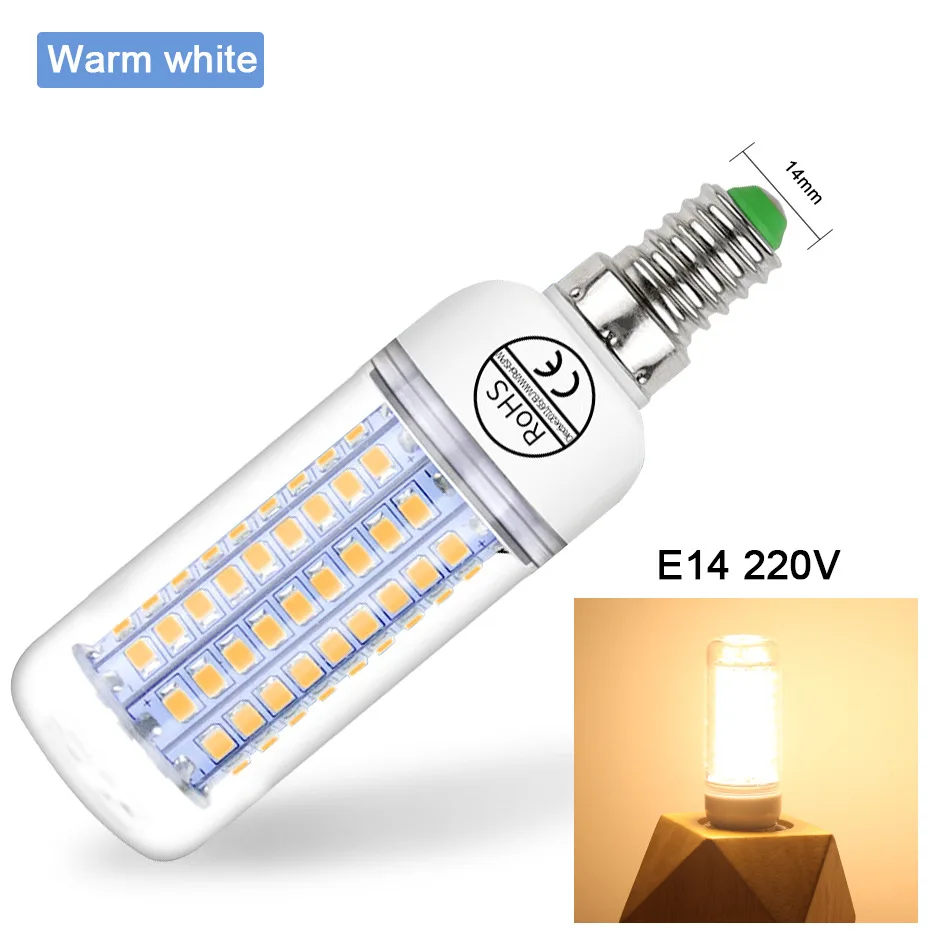 E14 Warm White E27 E14 светодиодные лампы кукурузы огни SMD5730 220 В 24 36 48 56 69leds Светодиодная лампа Новогодние товары лампада Светодиодный прожектор Освещение в помещении - Испускаемый цвет: E14 Warm White