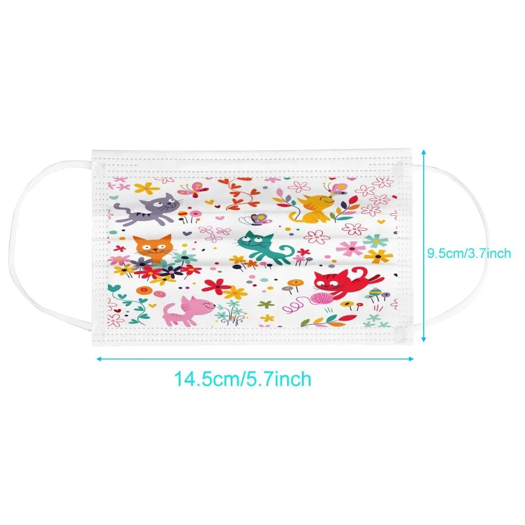 

25PC Masks Children Disposable Masks Cat Anime Face Mask Protective Mascherine Breathable Fabric Mouth Mask Reusable Mondmasker