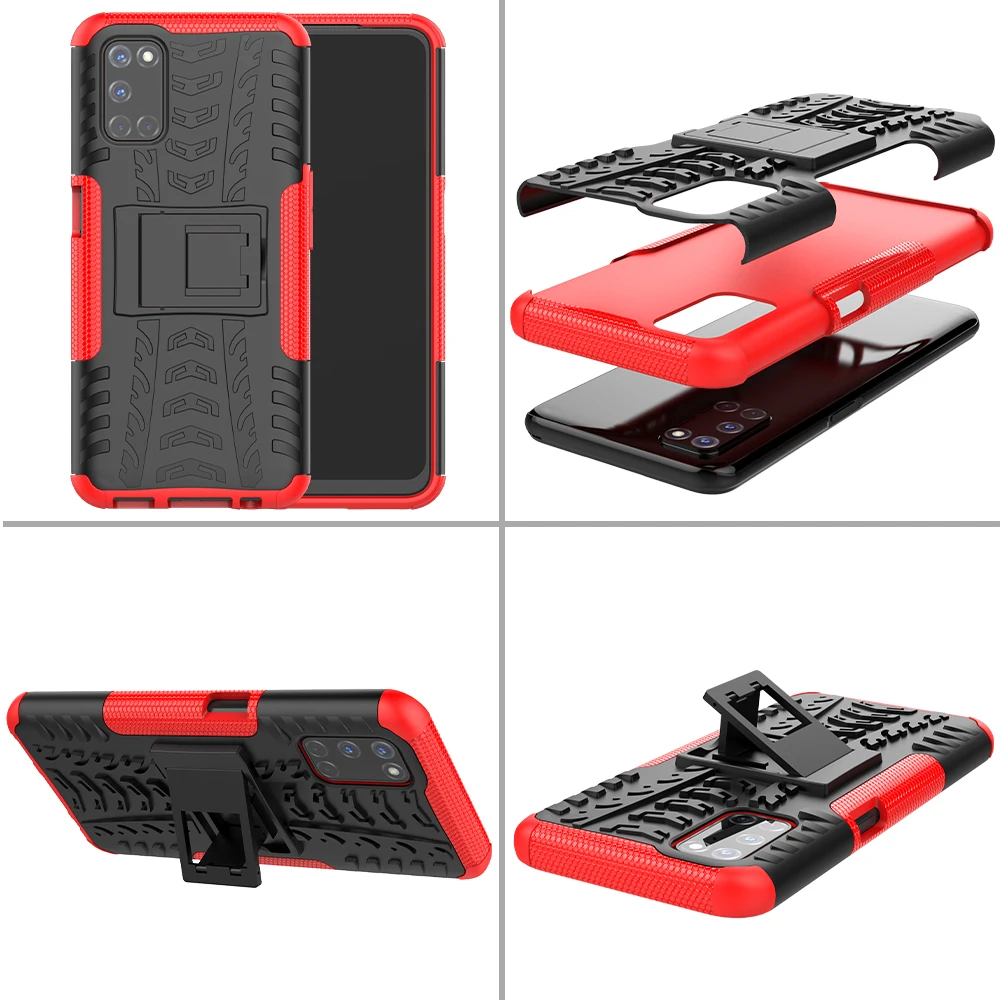 For Oppo A72 Case Cover For Oppo A52 A92 Anti-knock Bumper Heavy Duty Armor Stand Silicone Phone Back Cover Case For Oppo A72