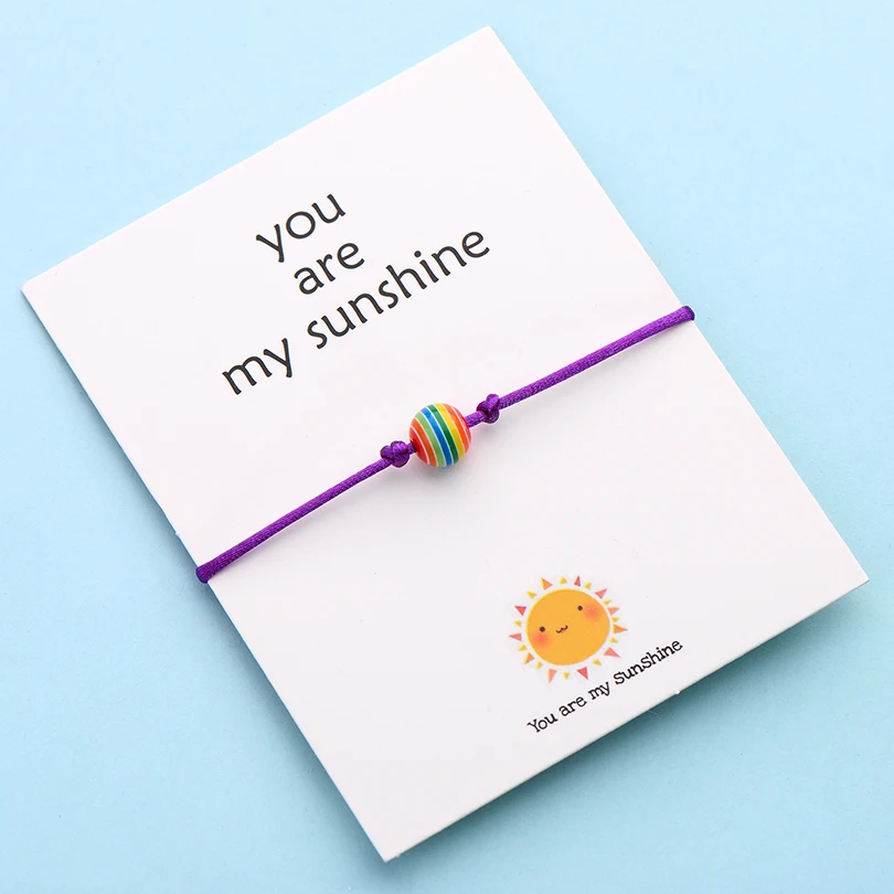 IYOE Wish Card You Are My Sunshine радужные бусины Шарм-браслеты для женщин и мужчин пара