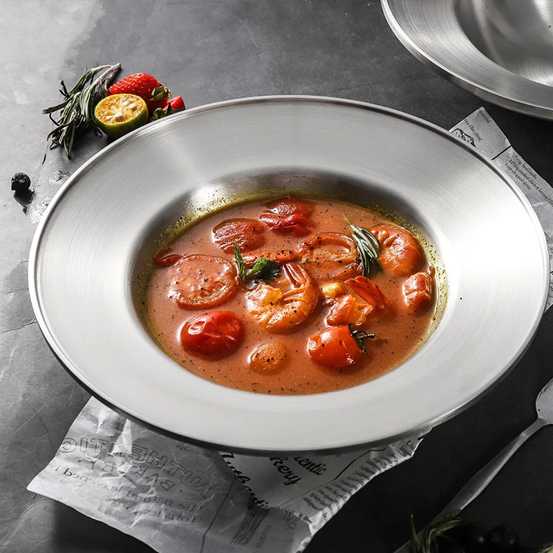 ONLYCOOK тарелка для макаронных изделий 304 из нержавеющей стали 25/27 см с двойной