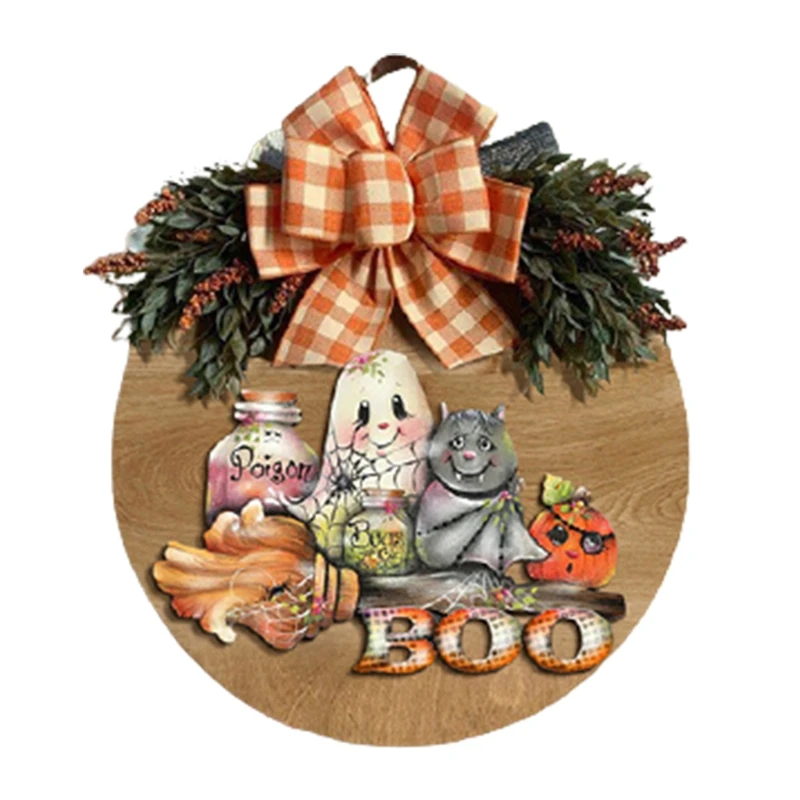 

Хэллоуин дверная подвесная бирка венок для дома фермерский Декор Осенняя вешалка