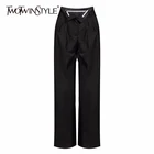 Женские свободные брюки TWOTWINSTYLE, повседневные Прямые брюки с высокой талией, плиссированные, 2020