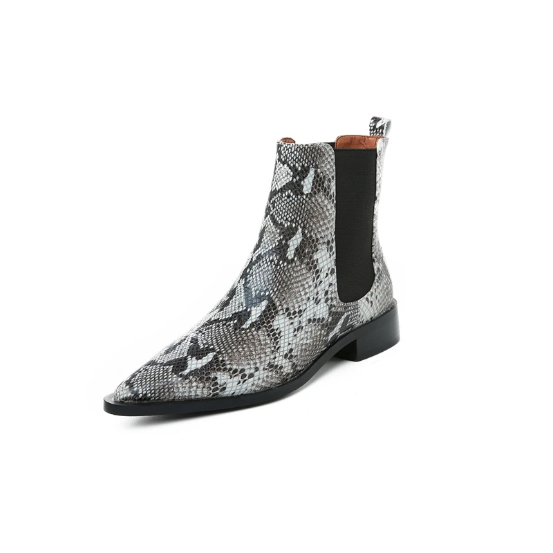 

Genuine Leather Chelsea Ankle Boots Women Cow Leather Boot Pointed Toe Shoes Female Fashion Party High Heels Shoes Ladies Autumn
