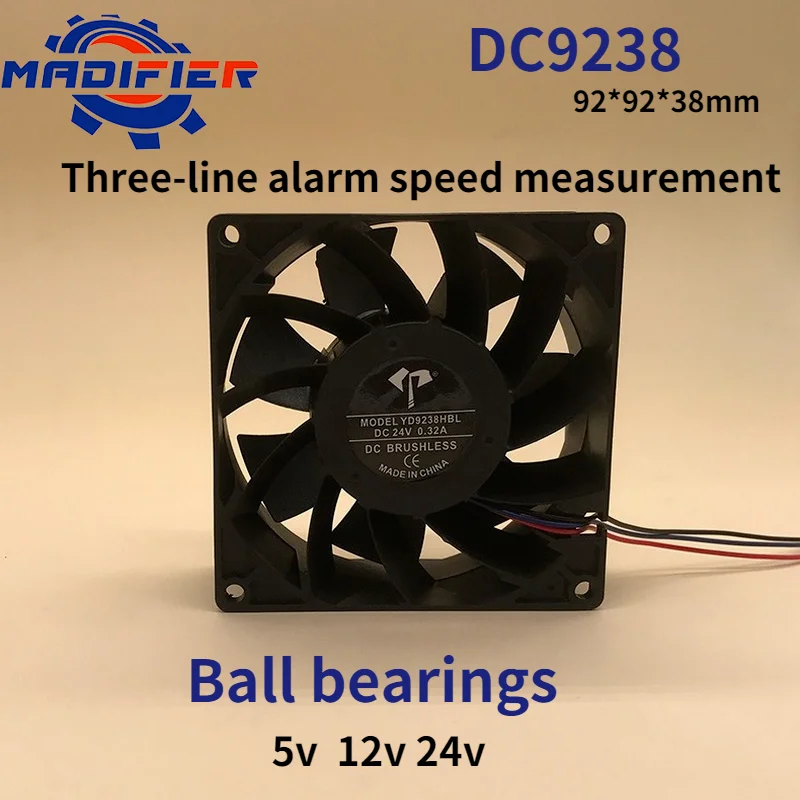 

Dc9038 9238 Ball Bearing Two-Wire Three-Wire 5v12v 24V Alarm Speed Measurement Function Cooling Industrial Fan