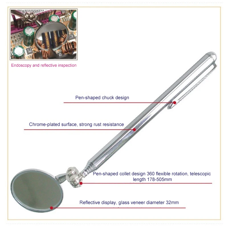 Car Inspection Mirror Extendable Round Telescopic Manual Tool Auto Parts | Автомобили и мотоциклы