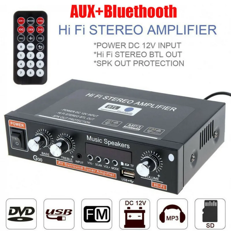 Цифровой домашний усилитель G30 Bluetooth Hi Fi стерео сабвуфер музыкальный плеер с