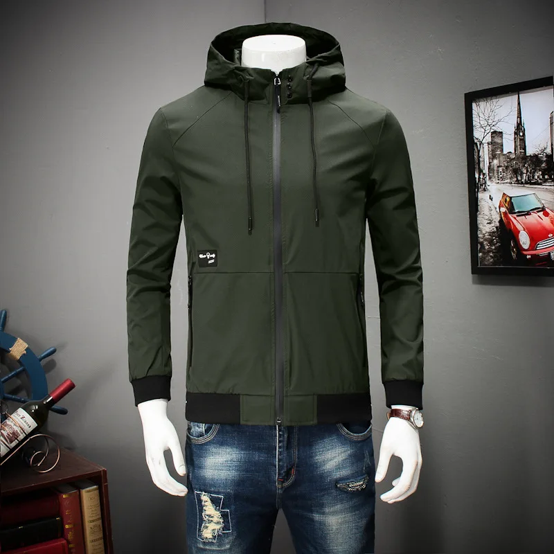 

Spring new men's youth coat men's fat plus size fashionable casual Hooded Jacket