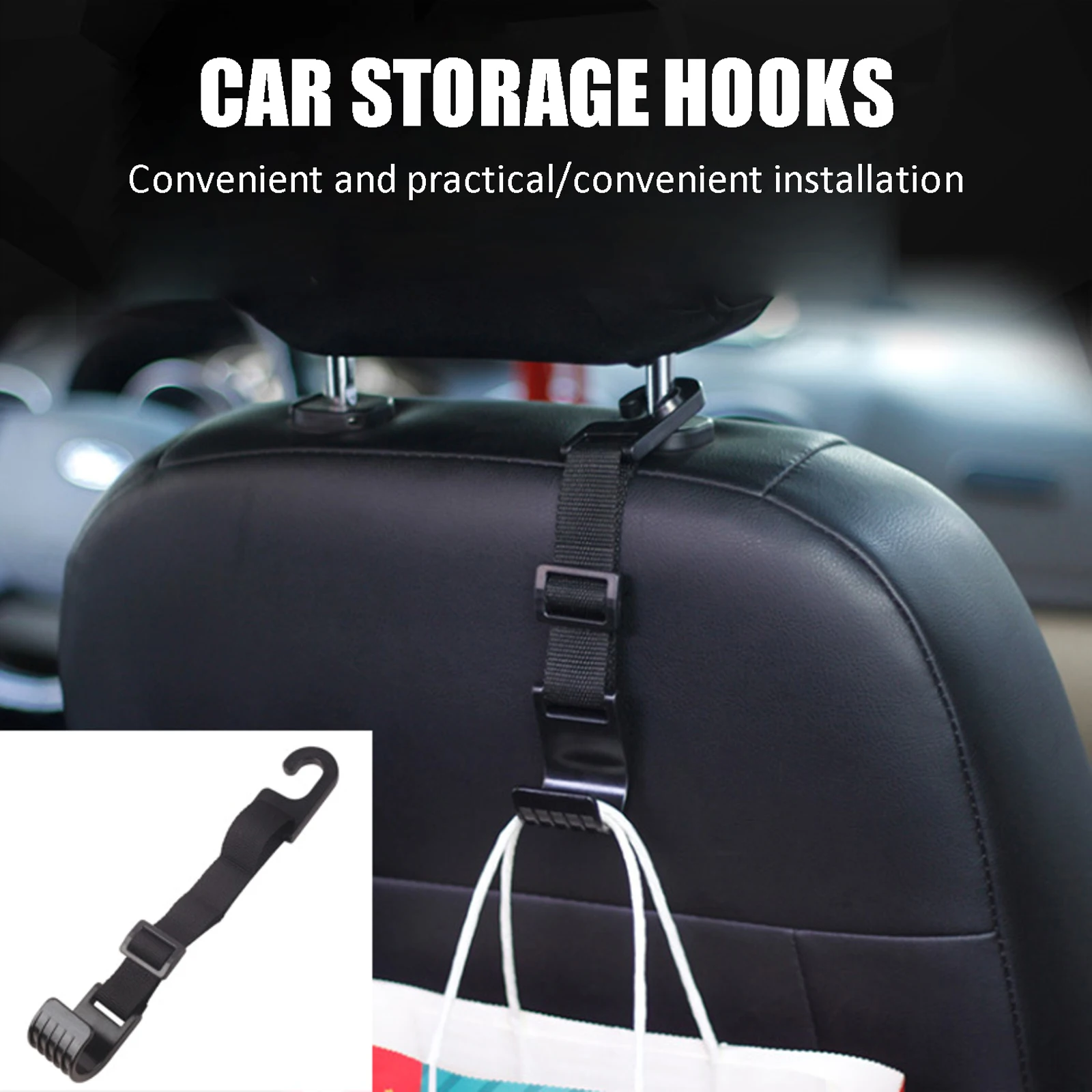 New Car Seat Back Hook Car Accessories Interior Adjustable Auto Fastener Clip Grocery Bag Hanger Holder Car Headrest Hanger