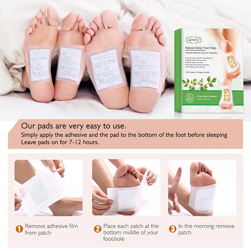 10pcs Herb Detox Foot Patches Pads Body Toxins Feet Slimming Cleansing Herbal Adhesive Care Health |