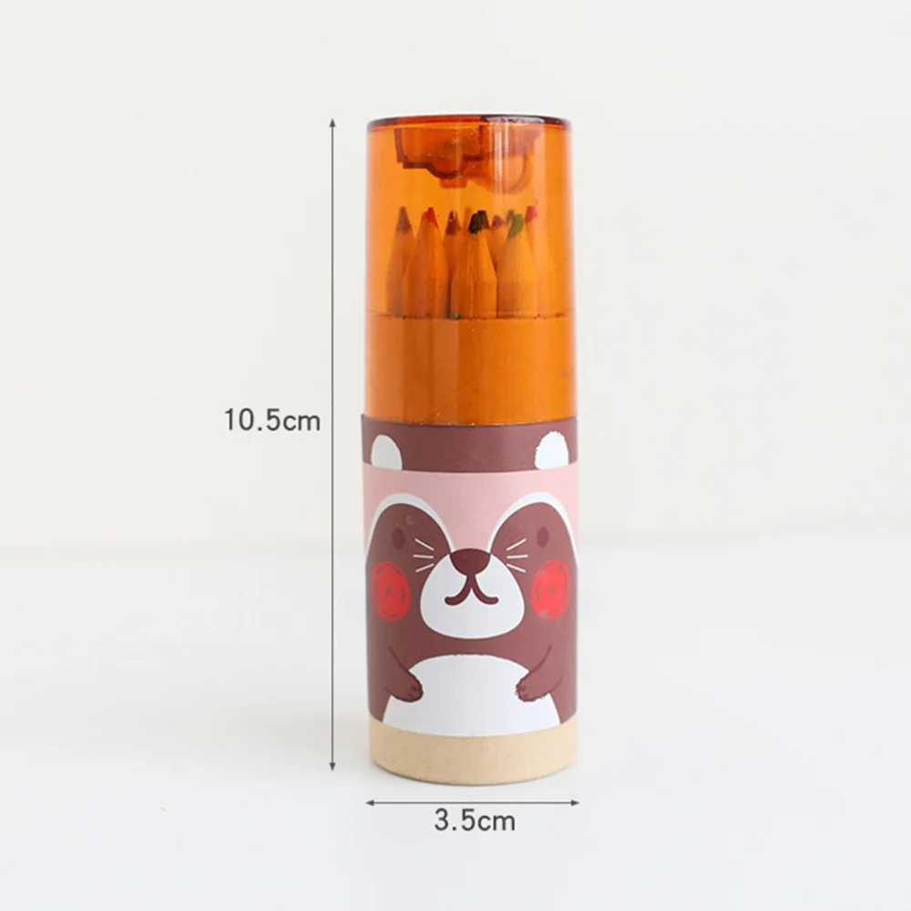 

12 pcs Mini Bear 12 Color Pencil Drawing Pen Color Pen Colored Pencil Plotter for Children Randon Style with Pencil Sharpener