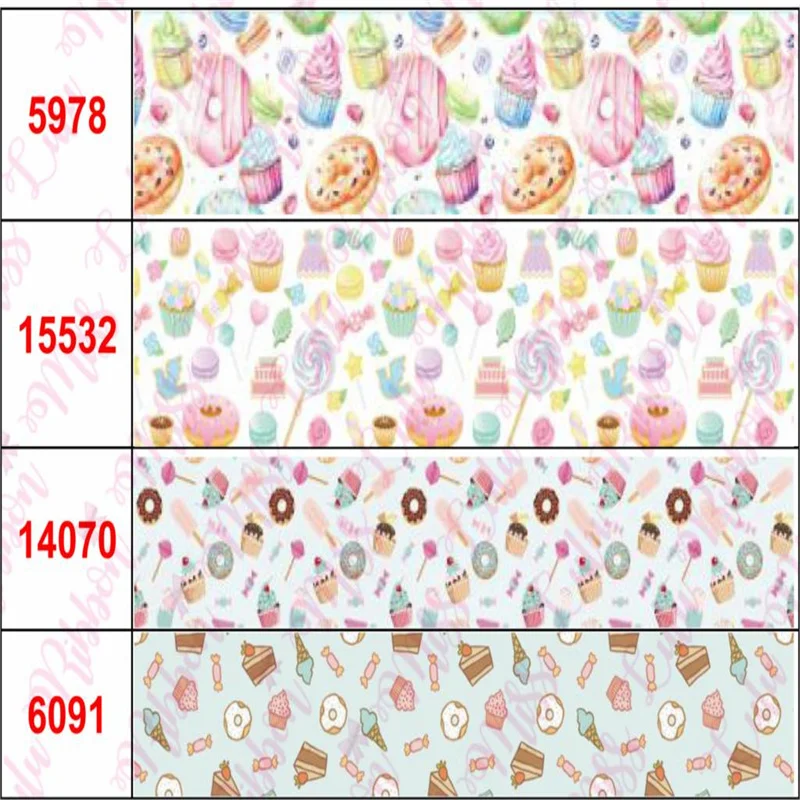 16 мм-75 мм цветной пончик шоколад кекс и печенья облако печатная корсажная/Foe лента