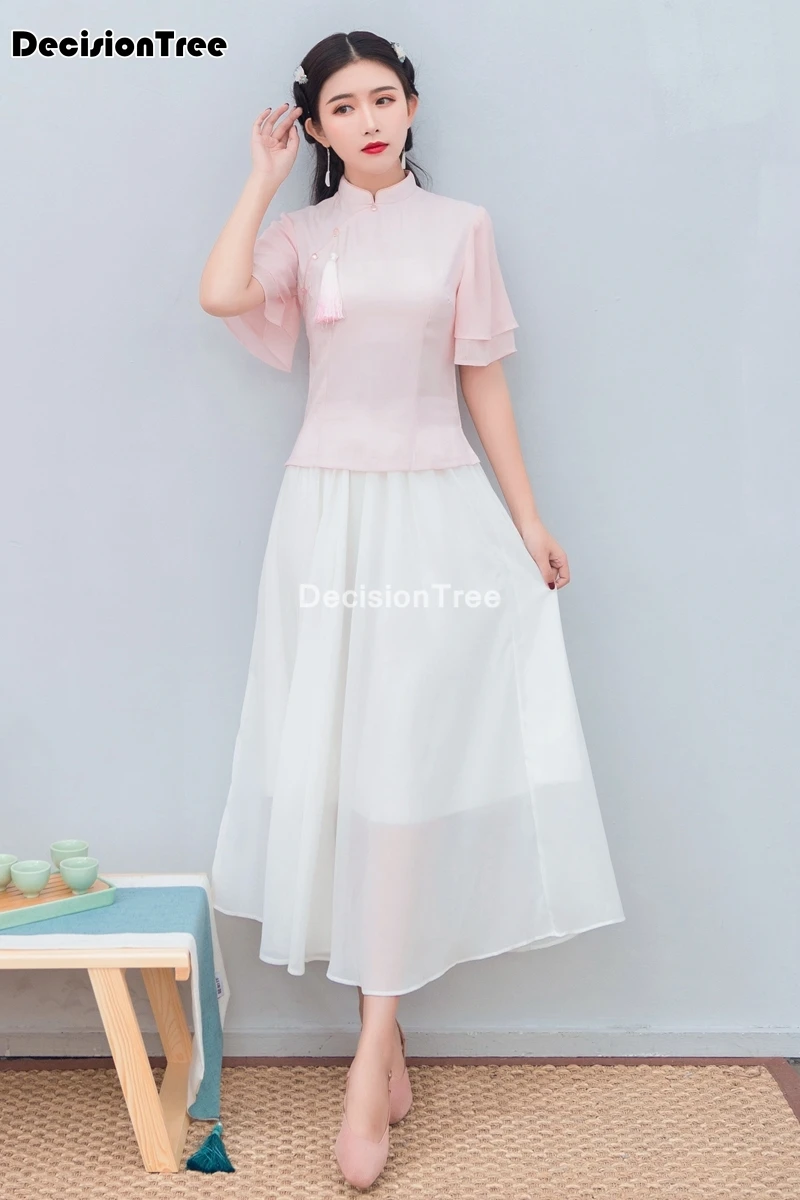 

2021 chinese dress lady casual shirt traditional chinese style top classic blouse vintage qipao chinese style cheongsam top