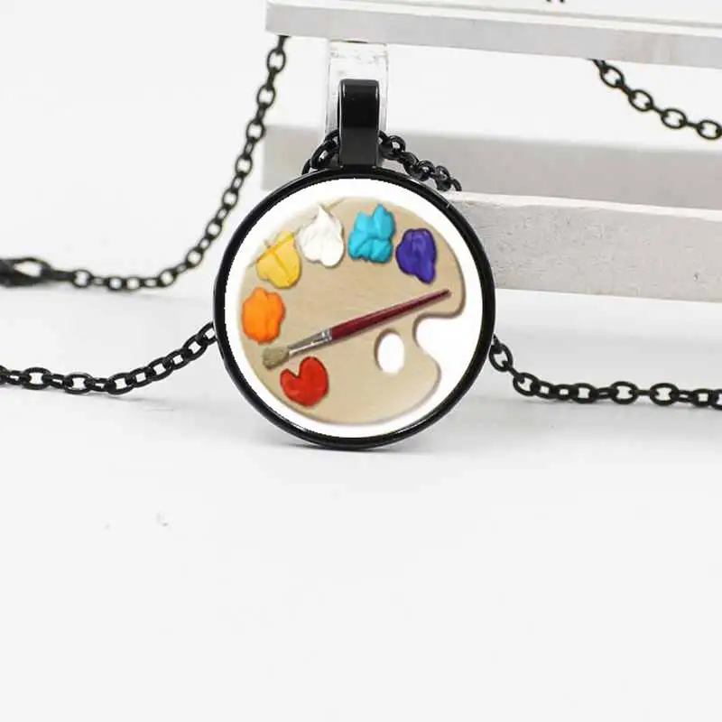 Модная Гламурная палитра фото круглая стеклянная подвеска ожерелье ювелирные