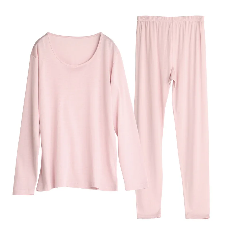 

Autumn Thermal Underwear Sets New Style Silk Warm Women's Cotton Jersey Silk Knitted Bottoming Thin Thermal Underwear