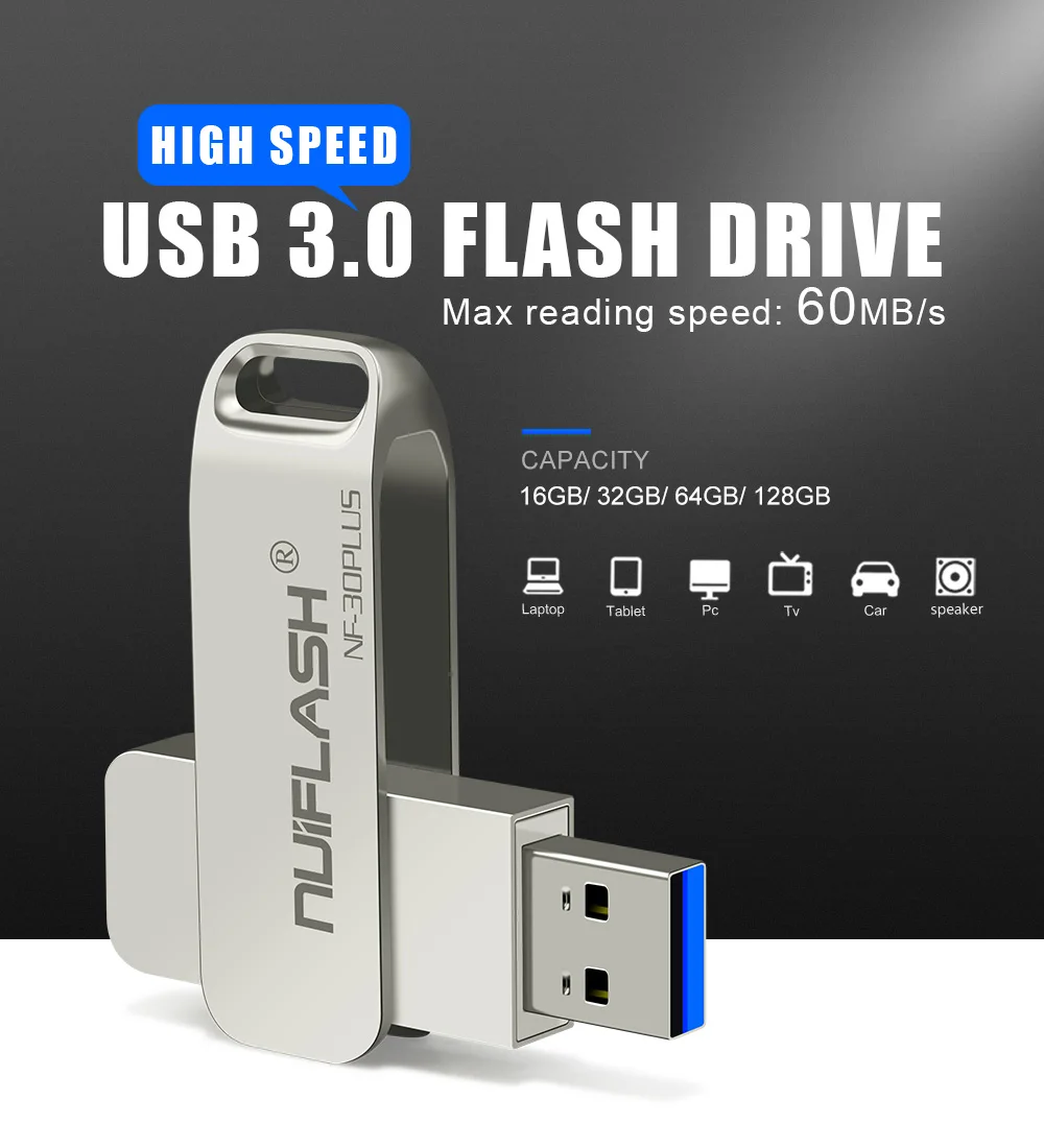 Nuiflash USB флеш-накопитель 32 Гб 64 Гб металлический USB 3,0 флеш-накопитель высокоскоростной USB флеш-накопитель 128 ГБ реальная емкость 16 ГБ USB флеш-накопитель