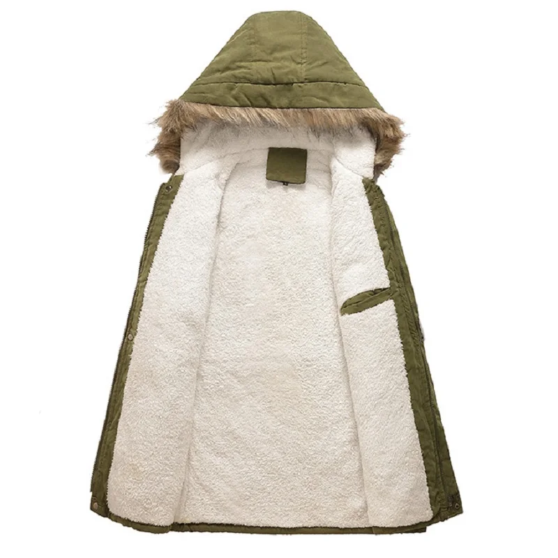 Men's Winter Hooded Cotton-padded Jacket Mid-length Men's Korean Style Plus Velvet Cotton-padded Jacket Men Winter Coat