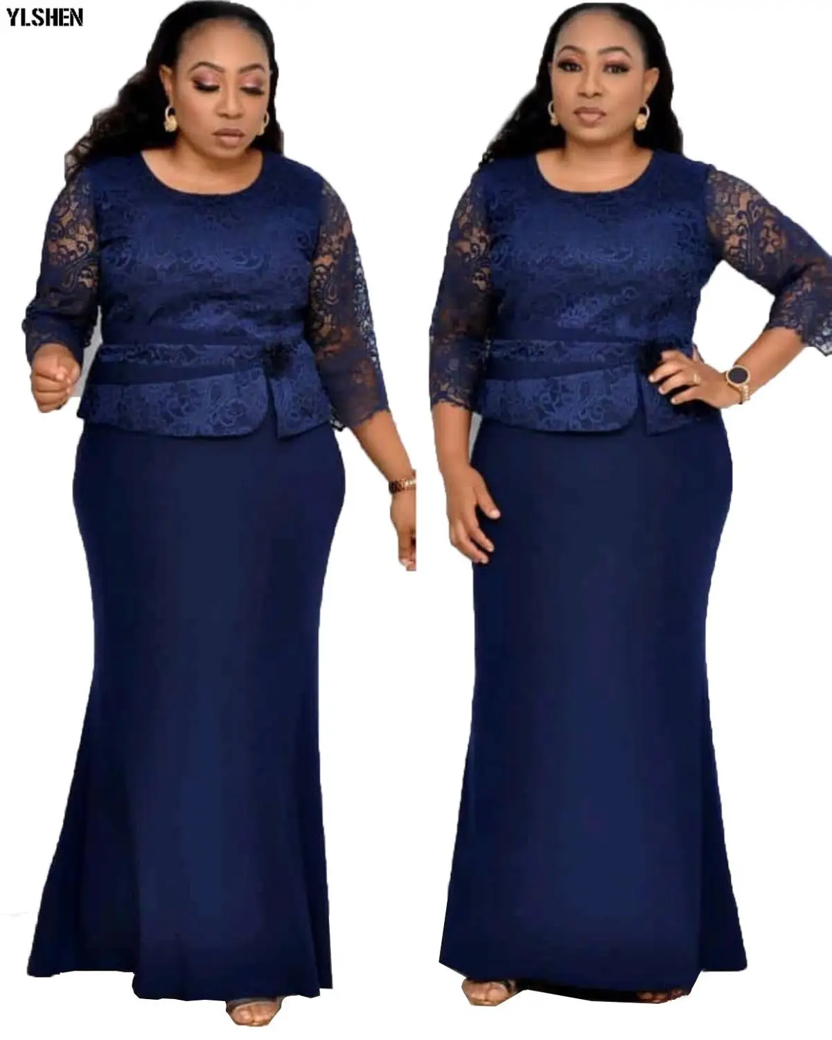 

New Lace African Dresses for Women Dashiki High Quality Embroidery Long Maxi Dress African Clothes Elegant Bazin Africa Clothing