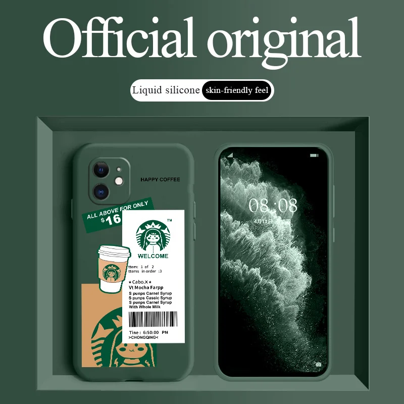 

Coffee Girl Phone Case For iPhone 12 Pro Max 11 X XS XR XSMAX SE2020 8 8Plus 7 7Plus 6 6S Plus Liquid Silicone Cover