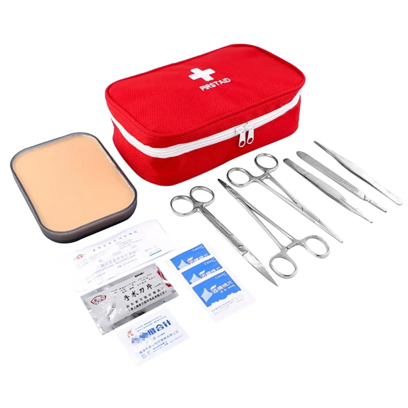 

Oral Suture Training Module Kit Portable Silicone Pad-Threads and Needle-Stainless Tool Practice Model
