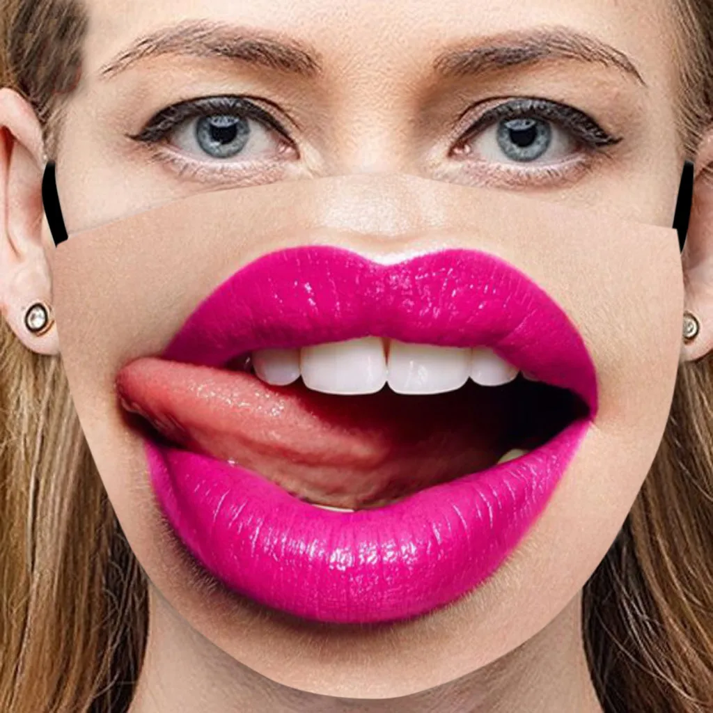 Adult Women Big Mouth Funny Face Mask Reusable Washable Breathable Smile Mascarilla Reutilizable Mascherine Lavabili Masque | Дом и сад