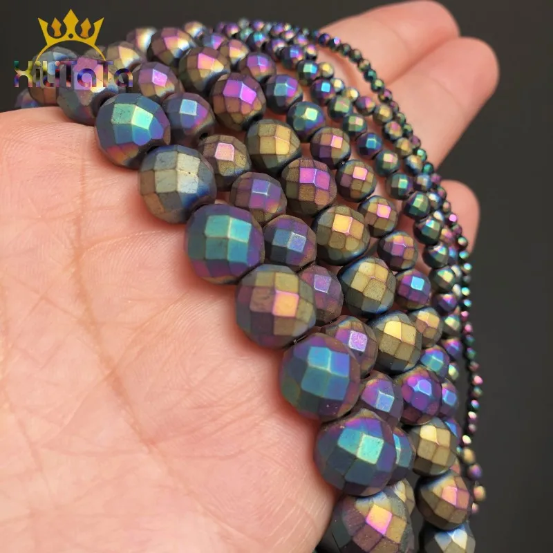Граненые Бусины Из Натурального Гематита матовые разноцветные Круглые бусины