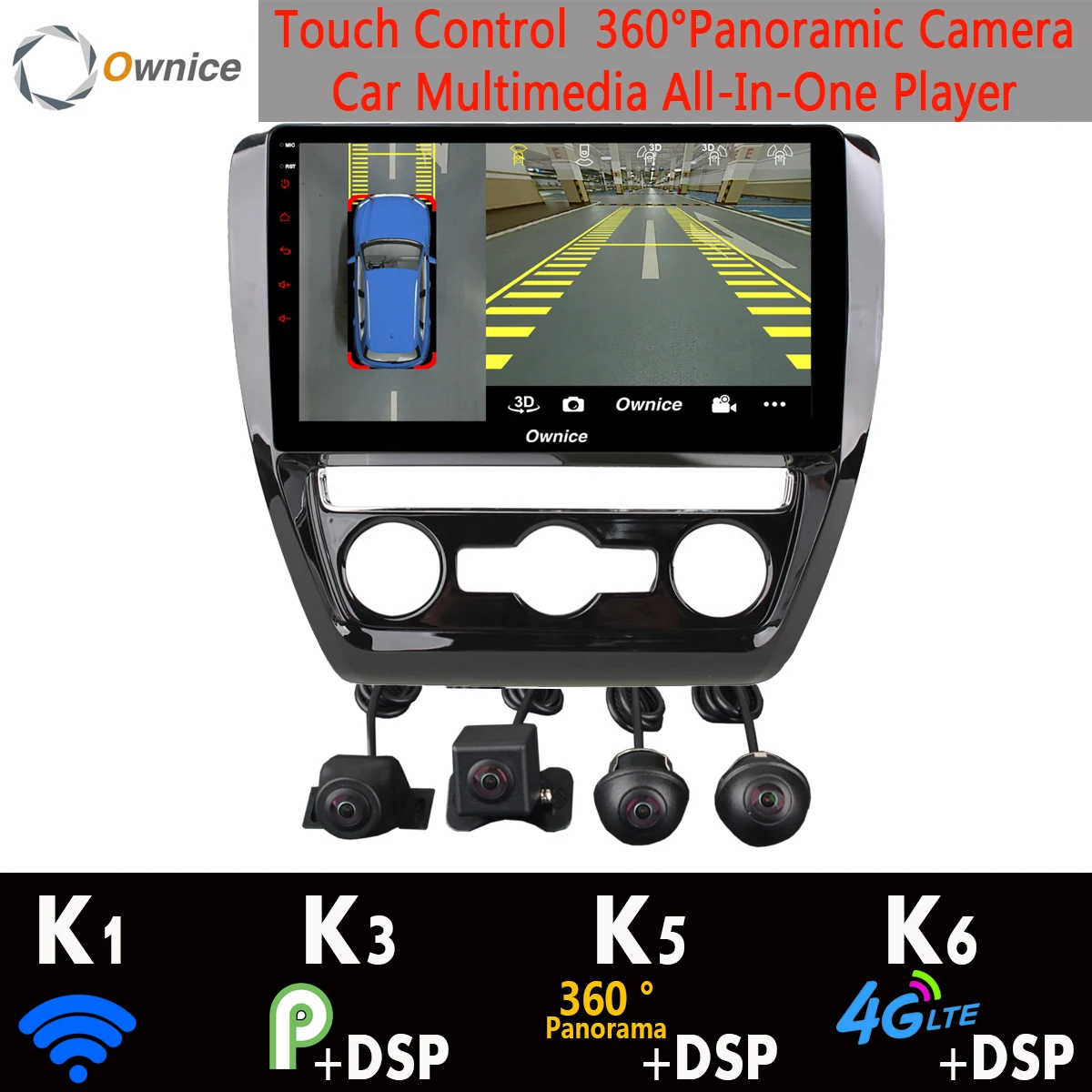 Панорамная камера 360 ° 4G SIM WiFi Android 9 0 8 ядер + 64G gps радио DSP CarPlay автомобильный