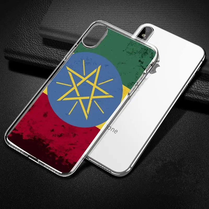 

retro ethiopia flag Phone Case Transparent for iPhone Samsung 11 12 6 7 8 9 30 Pro X Max XR Plus lite