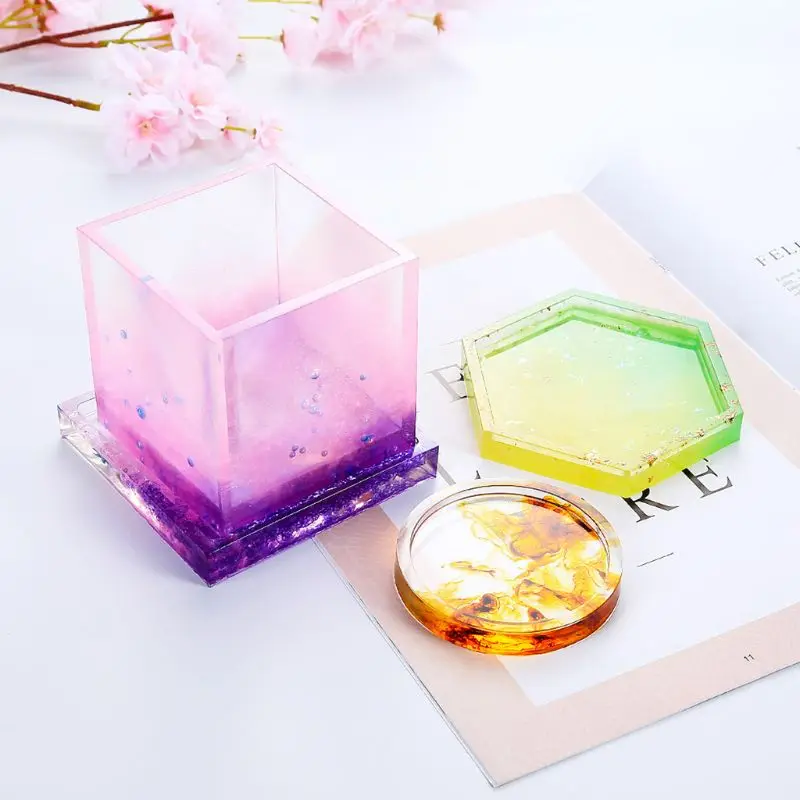 

DIY Crystal Epoxy Tea Coaster Mould Jewelry Decoration Silicone Mold L4ME