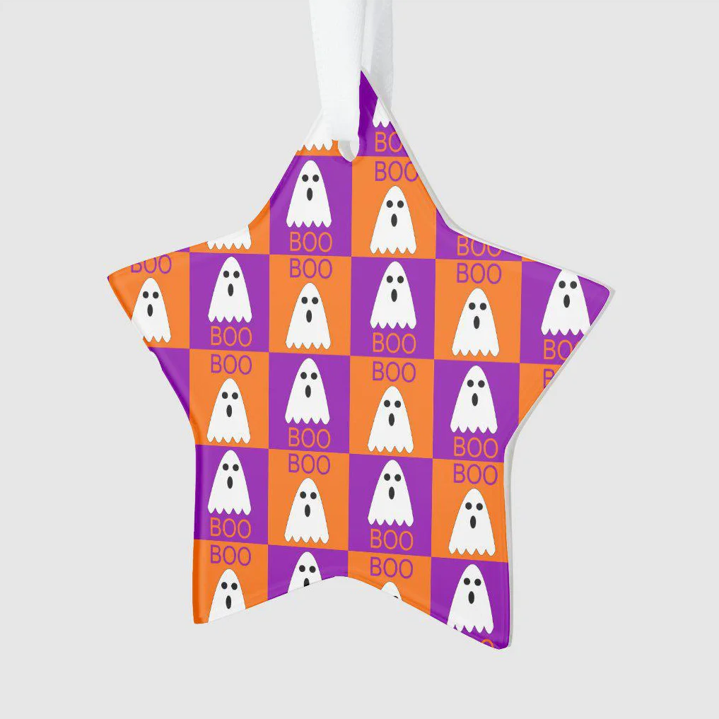 

Украшение на Хэллоуин, искусственные фиолетовые и оранжевые квадраты, украшение на Хэллоуин, керамические украшения в виде звезд, персонализированное керамическое украшение