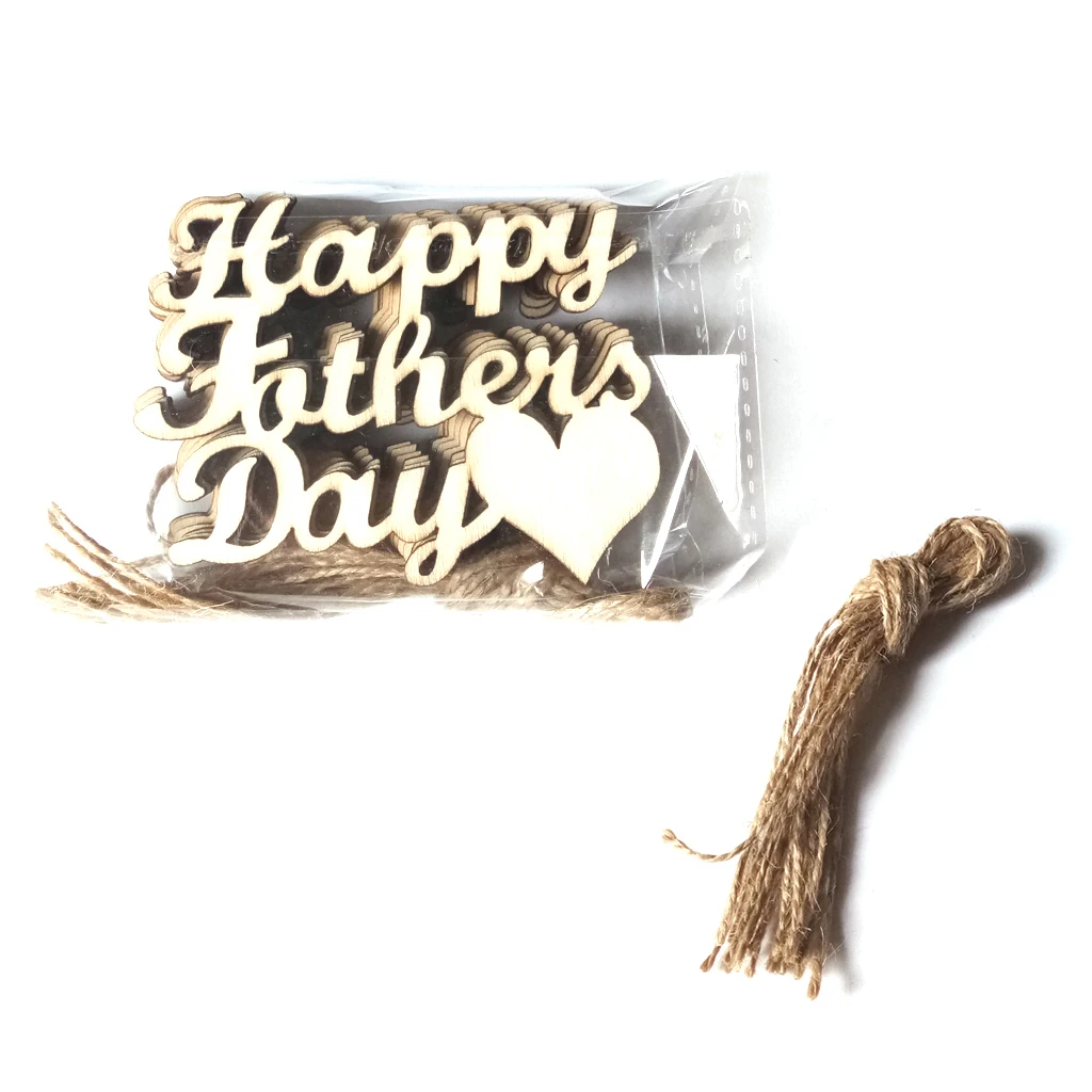 

Wooden DIY Small Pendants Happy Fathers Day Mother's Day Words Ornaments Decorations Fathers Day Gifts For Dad New