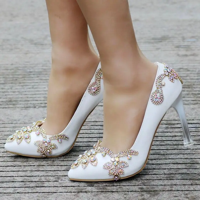 

Women Shoes Pumps Dress pu Rhinestone Pointed Toe Thin Heels 10.5CM Women Sexy High Heels Shoes Women's Wedding Shoes