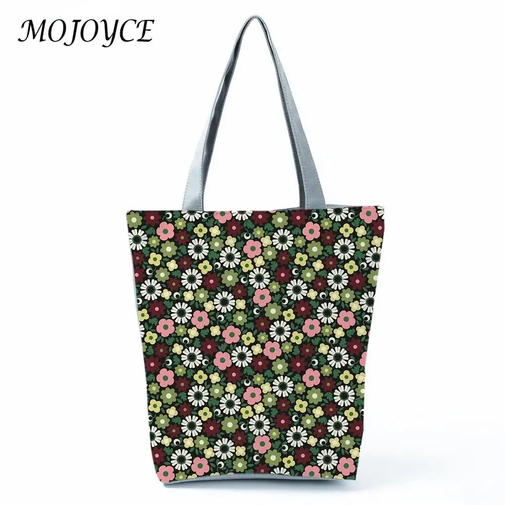 Сумка на плечо женская с цветочным принтом мягкая вместительная сумочка-тоут