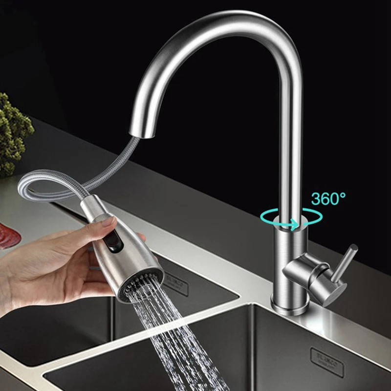 

Kitchen Faucet Blacked Single Handle Pull Down White Kitchen Tap Single Hole 360 Degree Brushed Nickle Faucets Water Mixer Tap