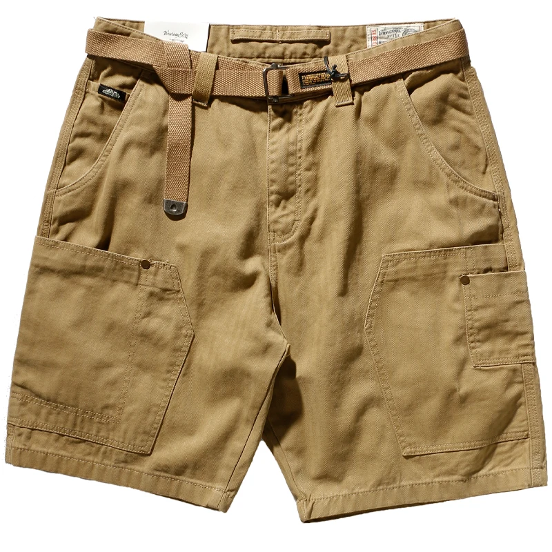 Шорты-карго мужские летние модные брюки-карго из чистого хлопка в стиле ретро
