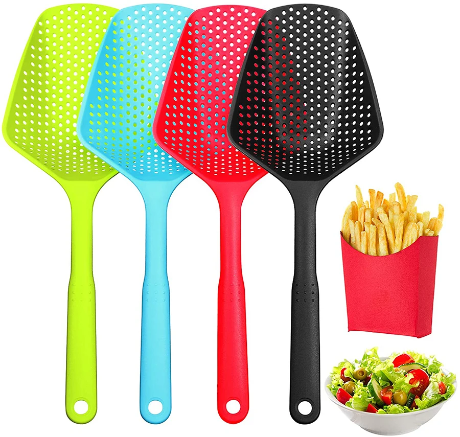 

Silicone Colander Spoon Cooking Shovels Food Strainer Scoop Soup Filter Drain Gadgets Kitchen Accessories Cooking Tools