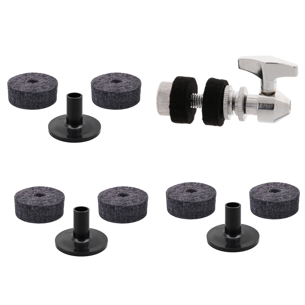 Муфта Hi Hat + 3 длинных гильзы для тарелок 6 фетровых барабанных шайб перкуссионных