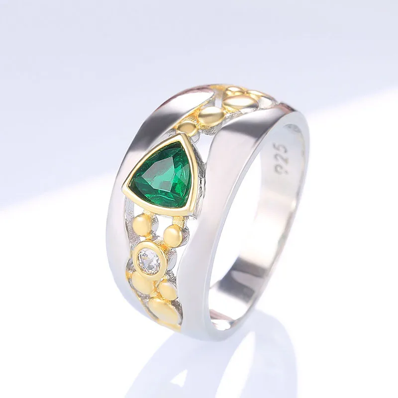 

Ethnic Creative Hollow Pattern Rings Green&Blue Cubic Zirconia Stone Finger Rings For Women Unique Cocktail Party Trendy Jewelry
