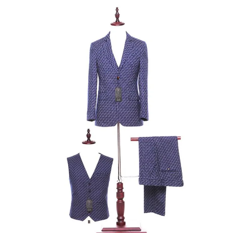 

Мужские костюмы в синюю клетку, свадебный смокинг жениха, блейзеры, дизайнерские классические свадебные костюмы для мужчин, деловая официальная одежда на заказ, 2020