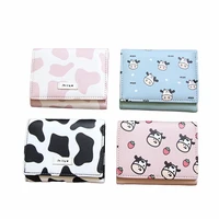 fashion cow pattern pu cartoon anime multi card slot short coin purse mini tri fold men wallet card holder women girl xmas gift