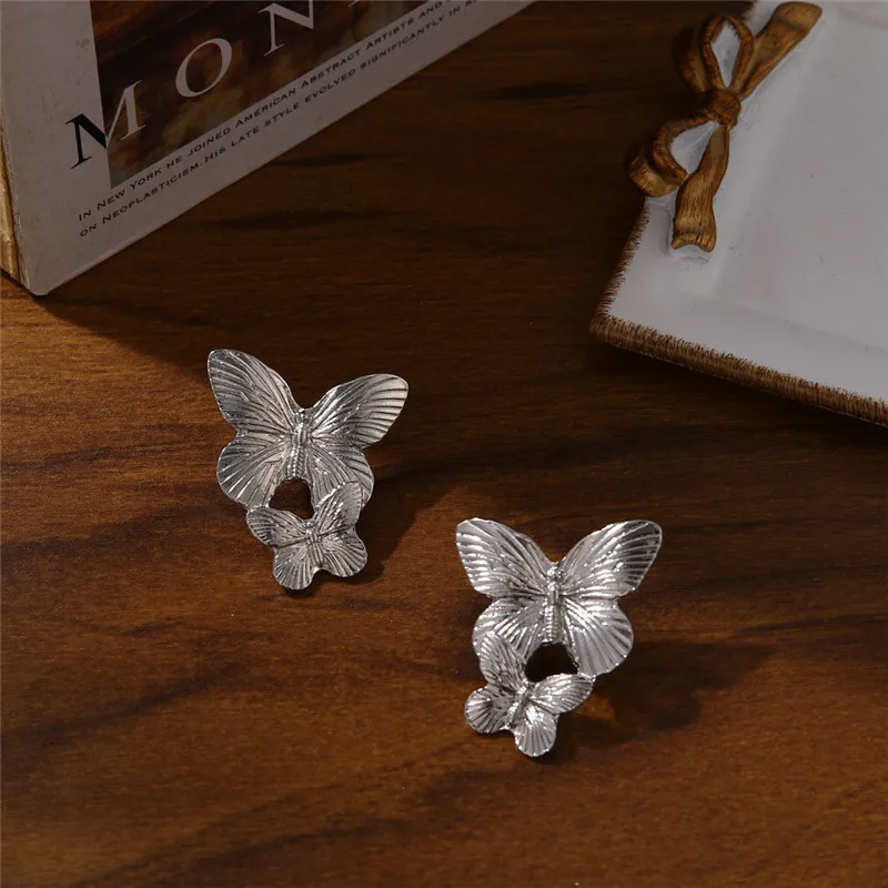 ALIUTOM Exaggerated Metal Butterfly Stud Earrings For Women Brincos Fashion Statement Party Charm Jewelry Accessories | Украшения и