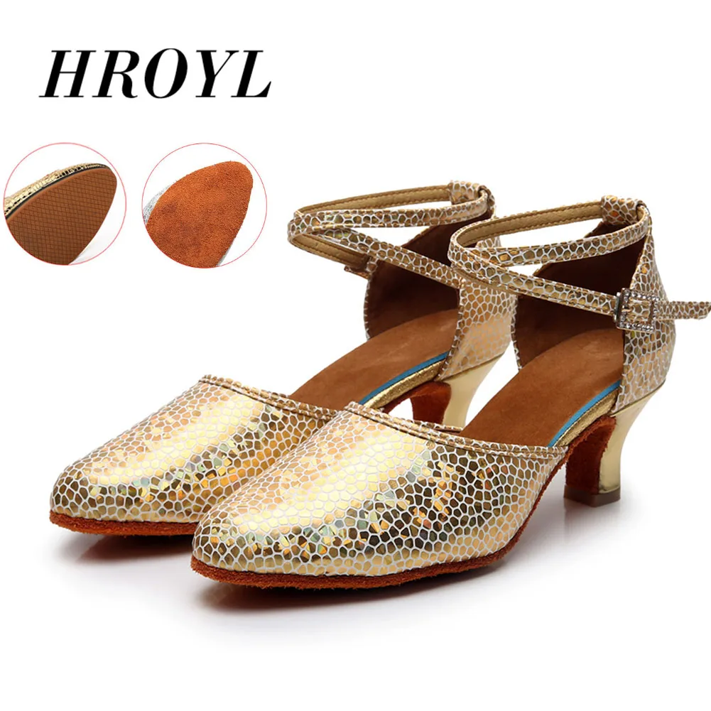 HROYL women dance shoes latin tango rubber sole woman modern Salsa for Girls Ladies latina high hills vogue african Wholes | Спорт и