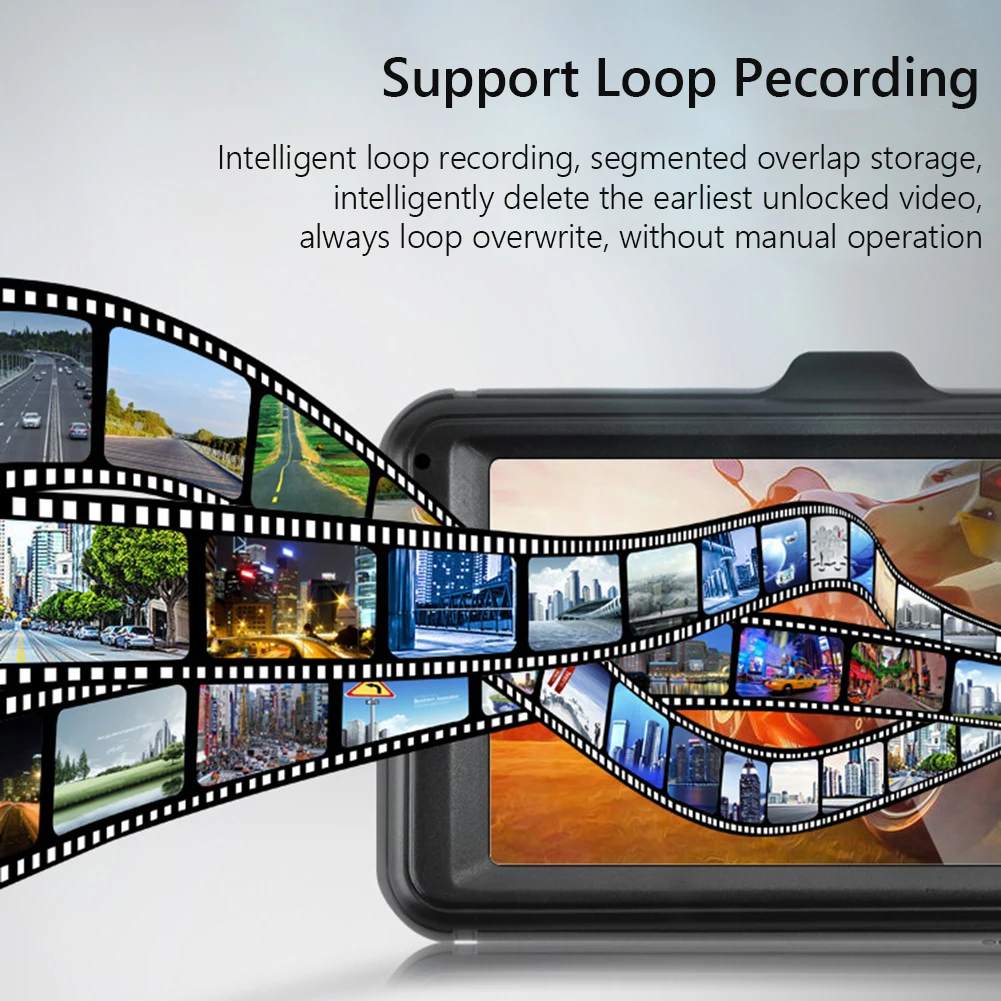 

Motorcycle DVR 1080P Video Recording System IP68 Waterproof Loop Recording Motorbike Front Rear Dual Lens Dash Cam 3inch Display