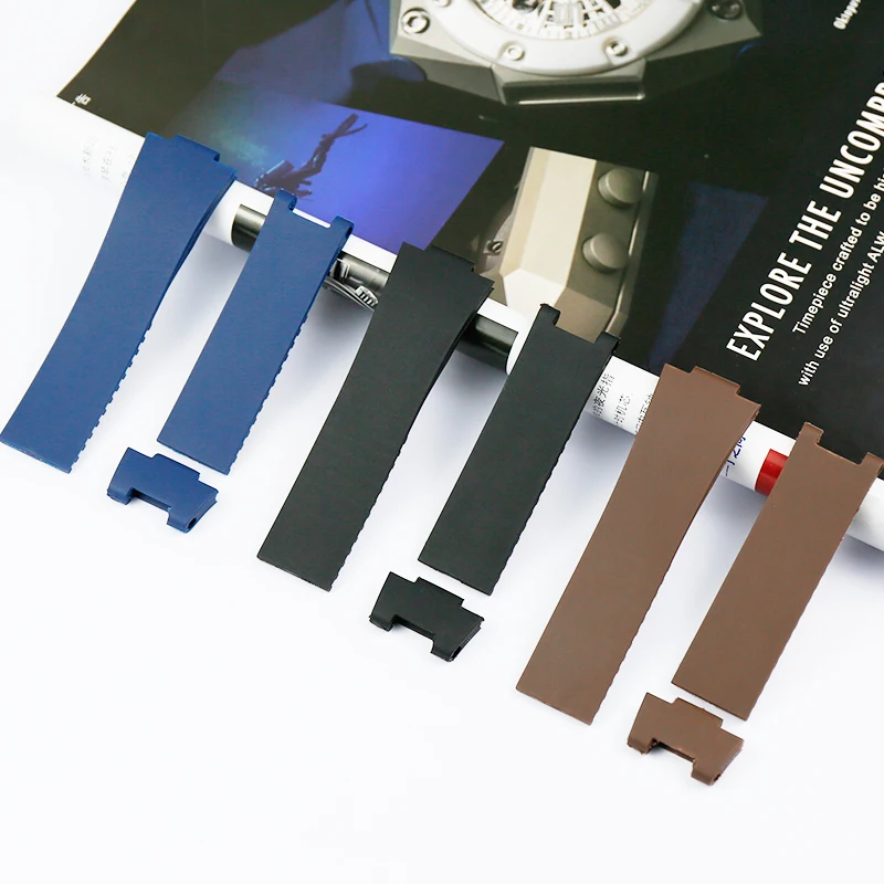 Watch Accessories Men's Silicone Strap 25mm Suitable for Athens Strap Curved Interface Women's Rubber Sports Waterproof Strap