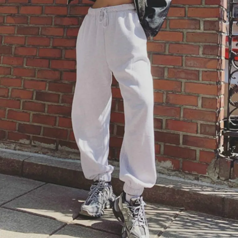 

QWEEK 2021 Fashion Kpop Korean Style Jogging Sweatpants Women Baggy Joggers Gray Sports Pants Women Trousers Pants Csual Spring