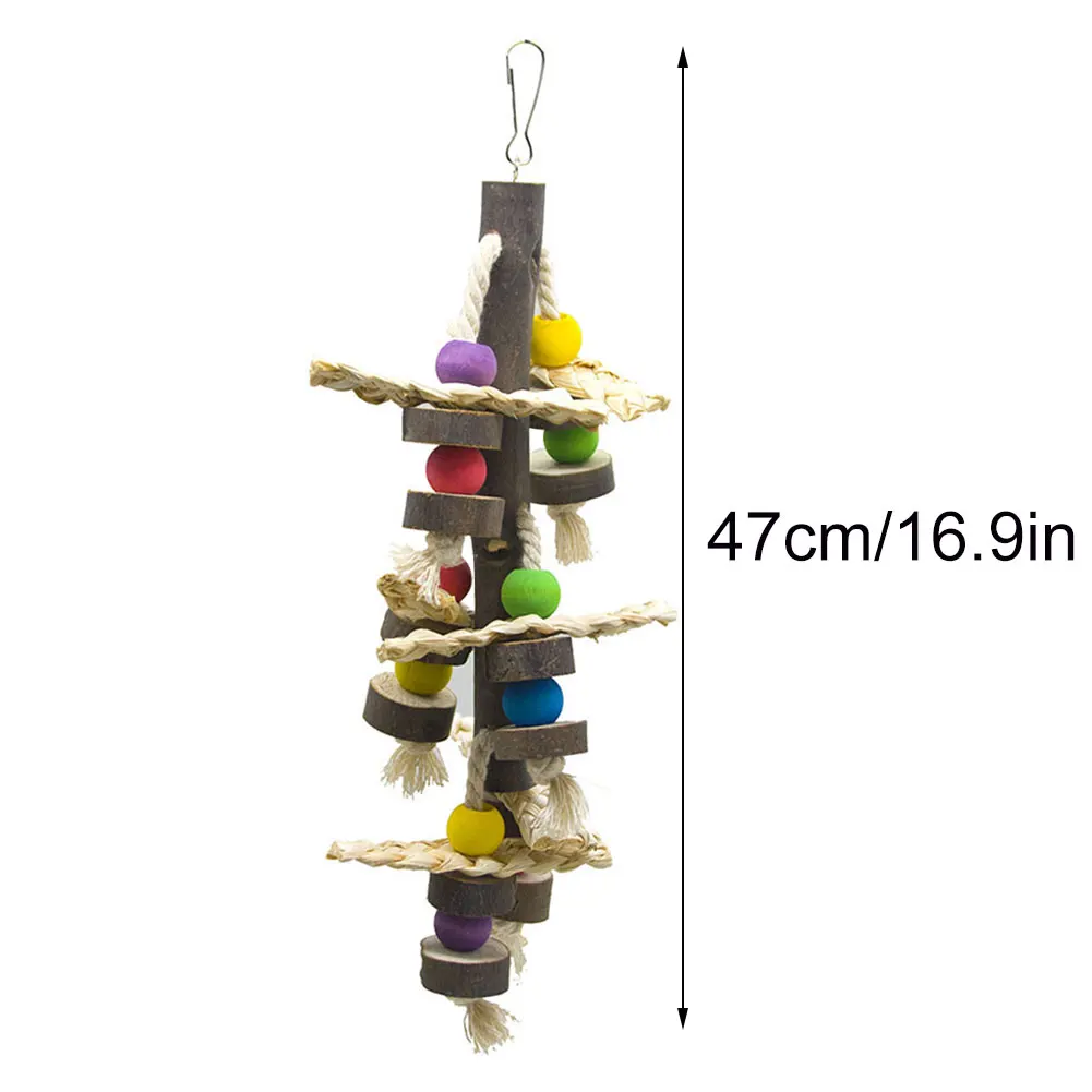 

Bird Chewing Toys Parrot Tearing Toys Grinding Stone Hanging Block Skewer for Piece Natural Wooden Pet Supplies Parrot Colorful